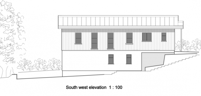 South west elevation 1:100 (actually North West?)